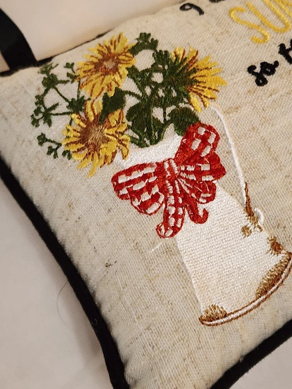 Small Sunflower Inspirational Pillow Quote Wall Ganger Door Hanger Floral NWT